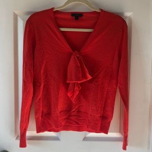 J Crew | Bright V Neck Tie Sweater